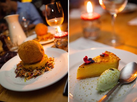 Chicken kiev & Tart au citron with pistachio ice-cream